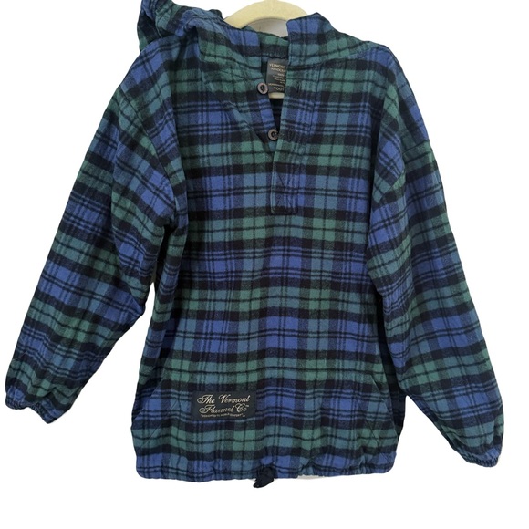 The Vermont Flannel Co Plaid Blue Green Fall Kids Hoodie Sweatshirt Size 4-6 - Picture 1 of 4